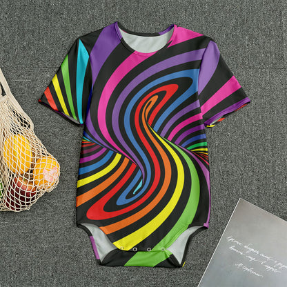 Rainbow Torus Psychedelic Print Men's Bodysuit