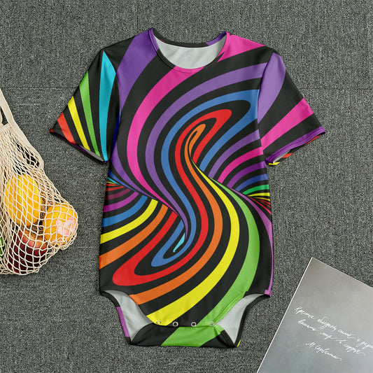 Rainbow Torus Psychedelic Print Men's Bodysuit