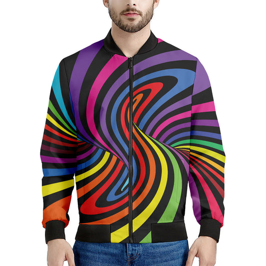 Rainbow Torus Psychedelic Print Men's Bomber Jacket