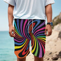 Rainbow Torus Psychedelic Print Men's Cargo Shorts