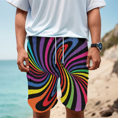 Rainbow Torus Psychedelic Print Men's Cargo Shorts