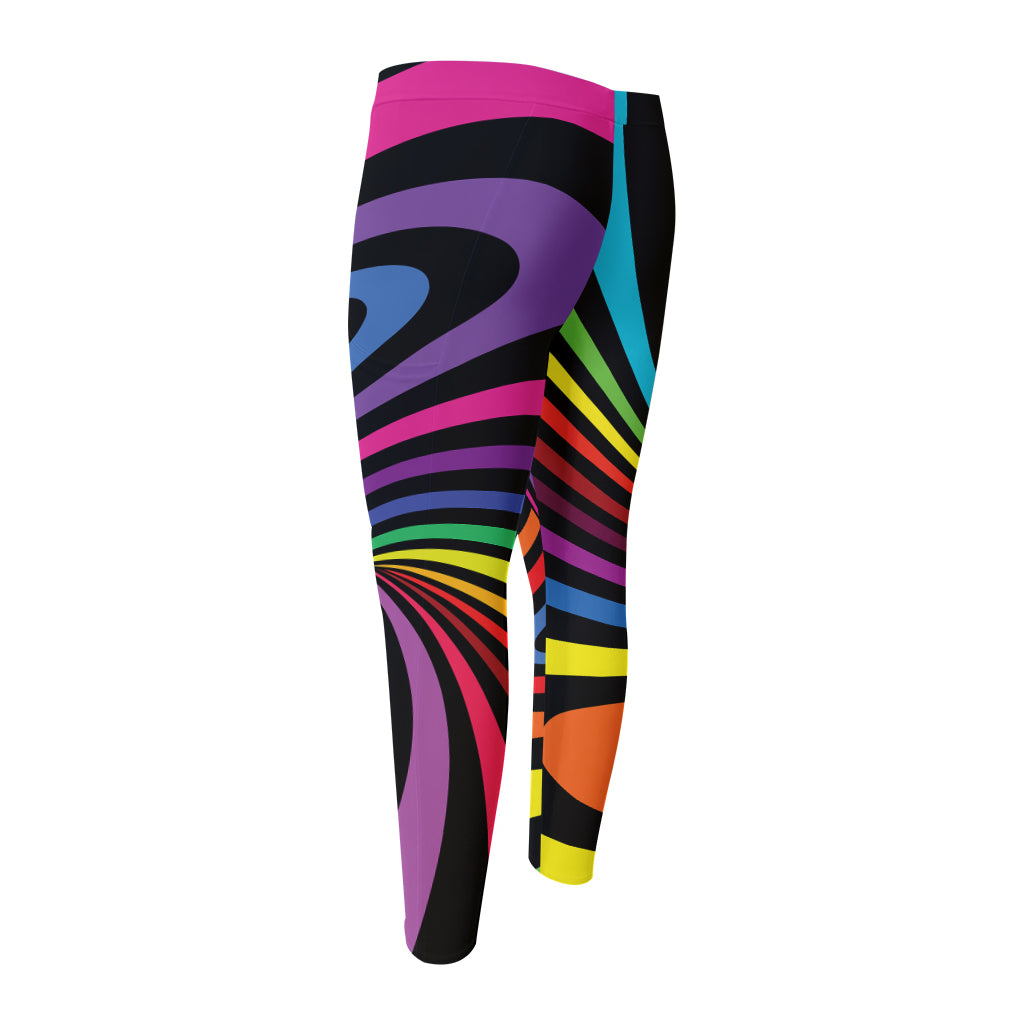 Rainbow Torus Psychedelic Print Men's Compression Pants