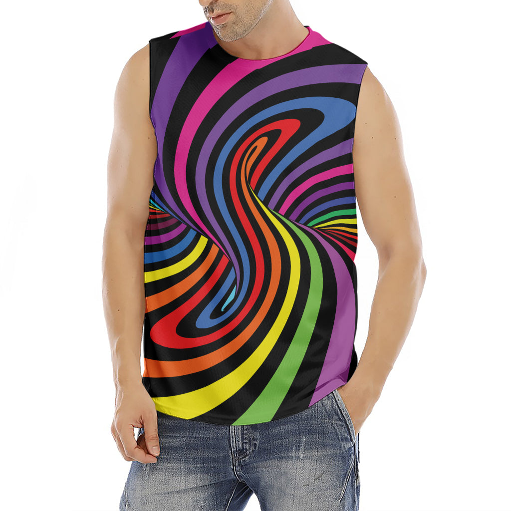 Rainbow Torus Psychedelic Print Men's Fitness Tank Top