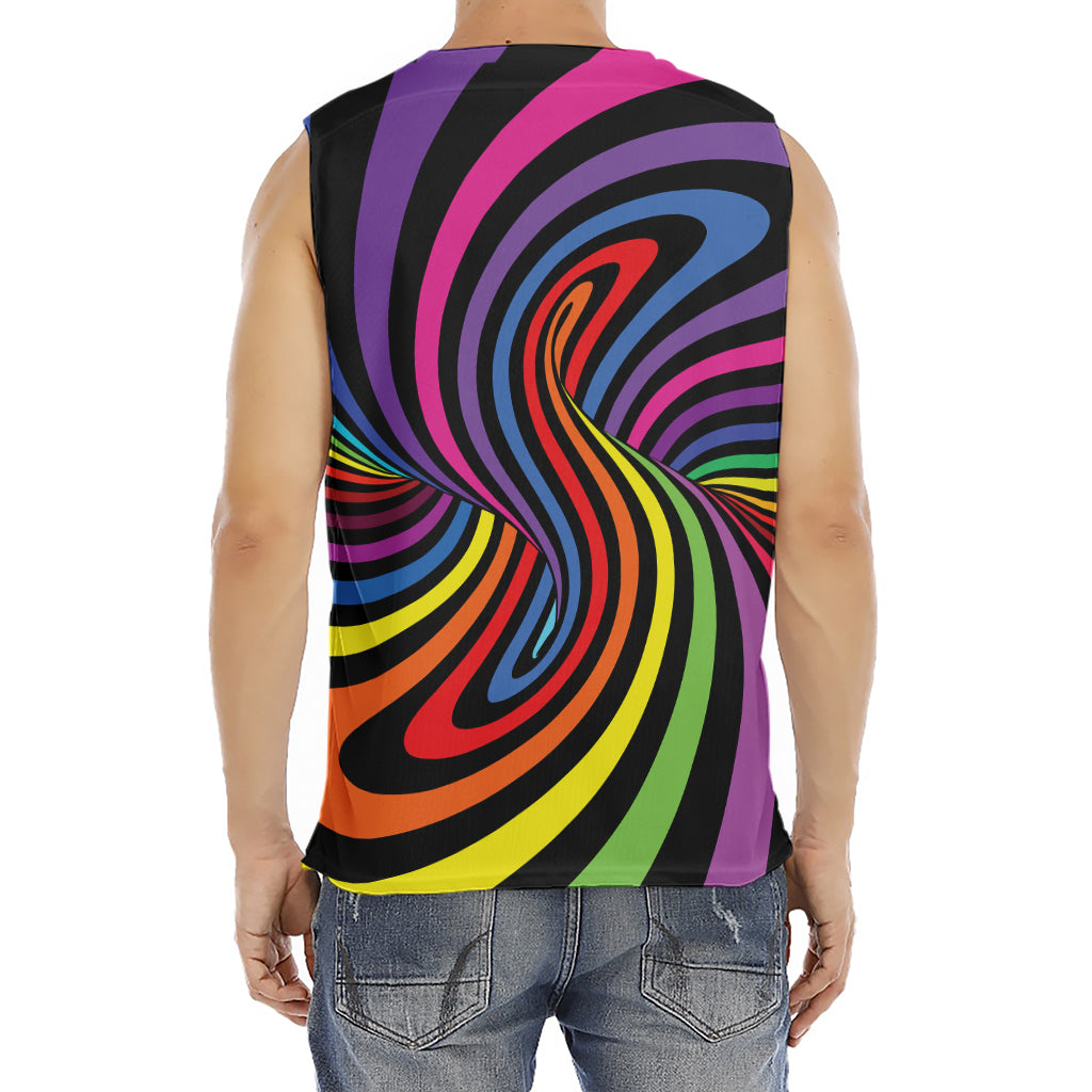 Rainbow Torus Psychedelic Print Men's Fitness Tank Top