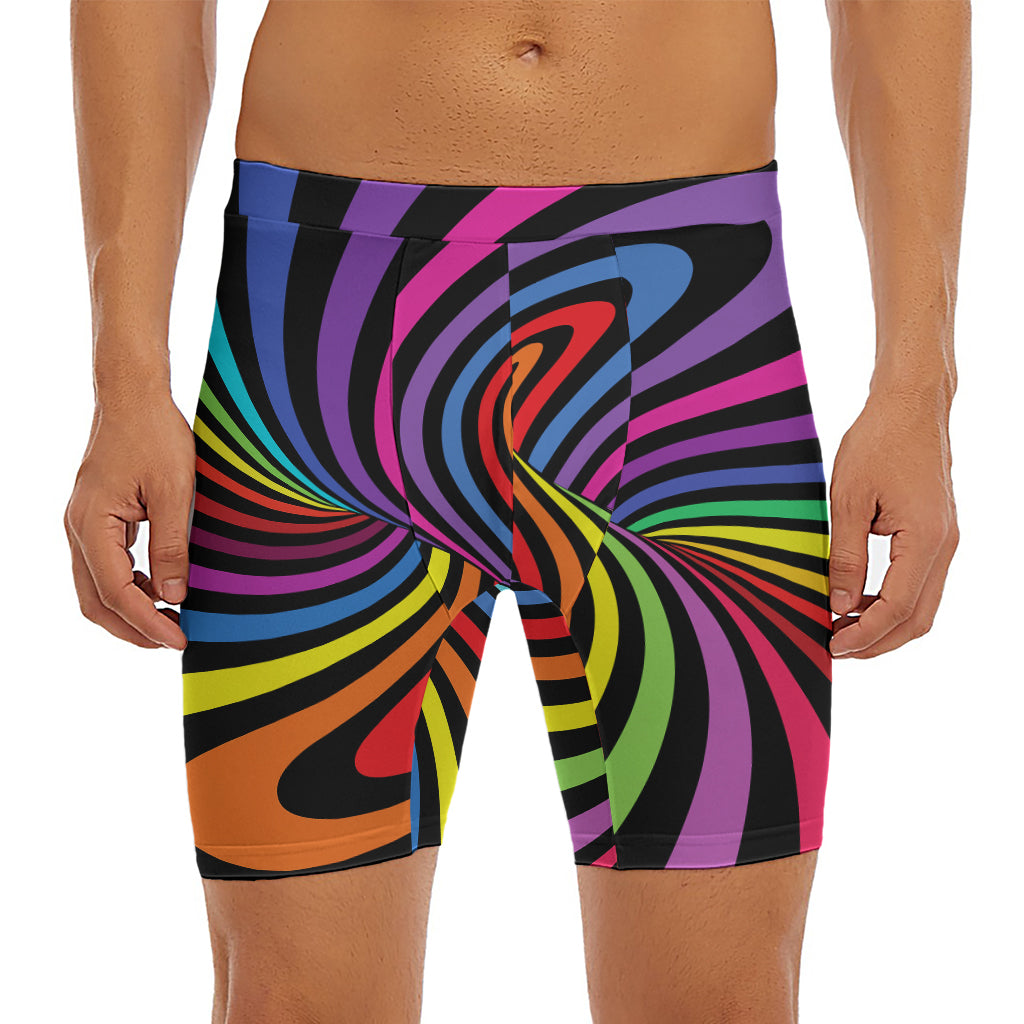 Rainbow Torus Psychedelic Print Men's Long Boxer Briefs