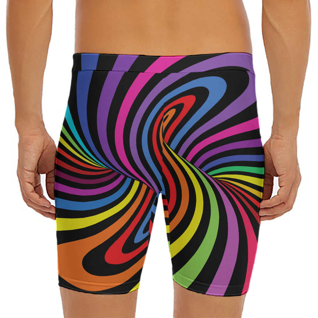 Rainbow Torus Psychedelic Print Men's Long Boxer Briefs