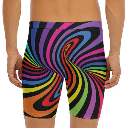 Rainbow Torus Psychedelic Print Men's Long Boxer Briefs