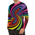 Rainbow Torus Psychedelic Print Men's Long Sleeve Rash Guard