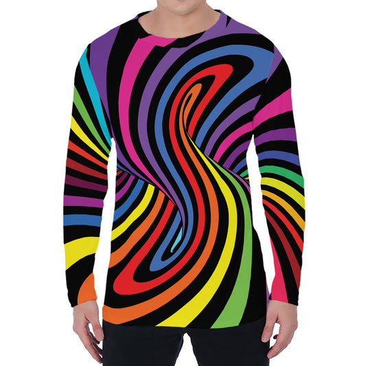 Rainbow Torus Psychedelic Print Men's Long Sleeve T-Shirt
