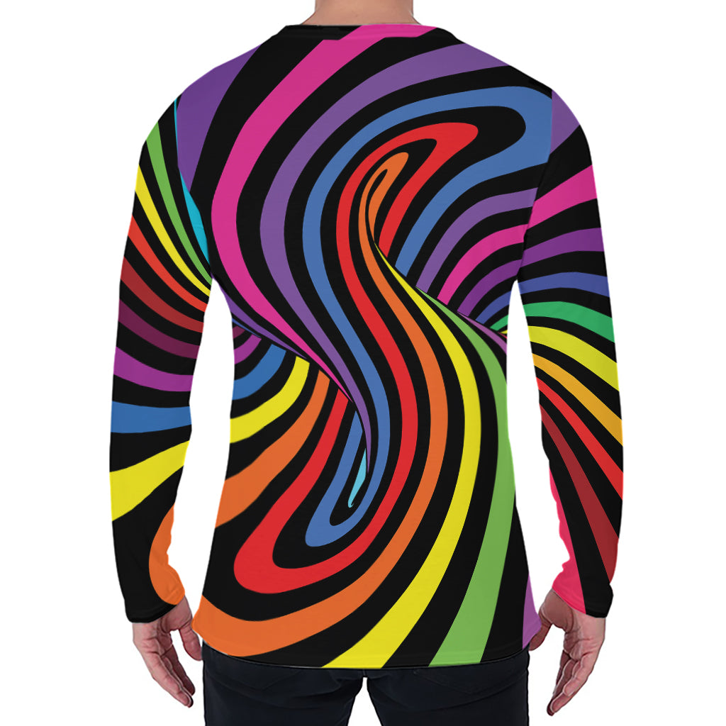Rainbow Torus Psychedelic Print Men's Long Sleeve T-Shirt