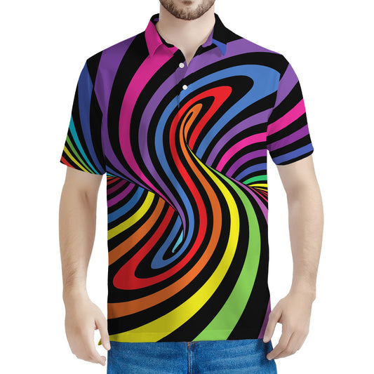 Rainbow Torus Psychedelic Print Men's Polo Shirt