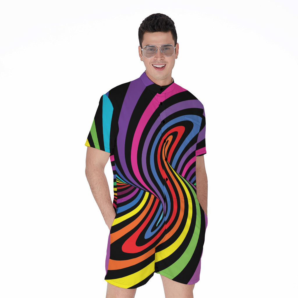 Rainbow Torus Psychedelic Print Men's Rompers