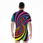 Rainbow Torus Psychedelic Print Men's Rompers