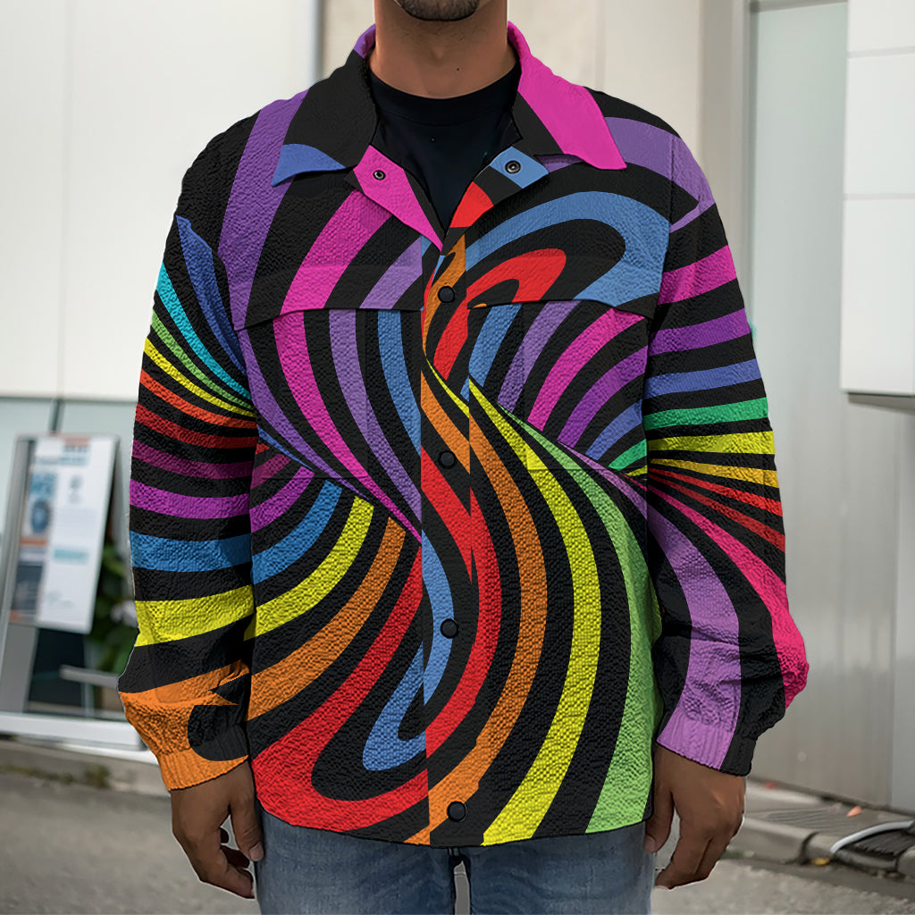 Rainbow Torus Psychedelic Print Men's Shirt Jacket