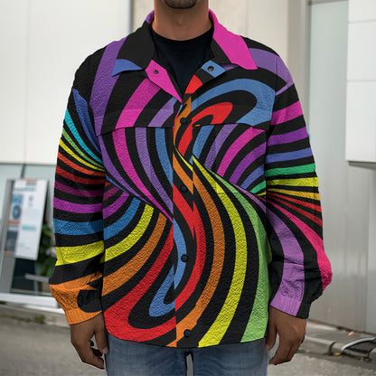 Rainbow Torus Psychedelic Print Men's Shirt Jacket