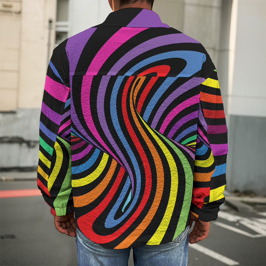 Rainbow Torus Psychedelic Print Men's Shirt Jacket