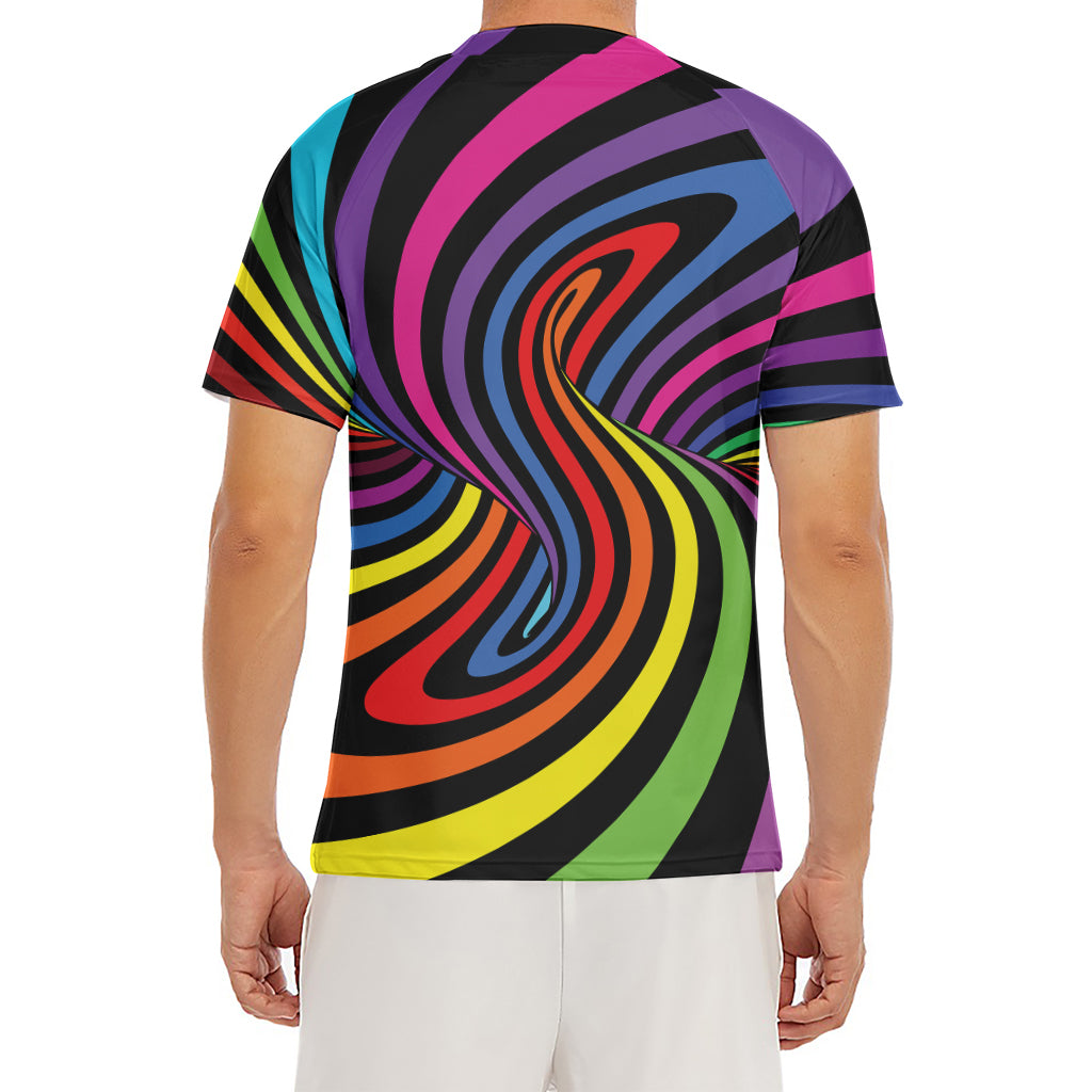 Rainbow Torus Psychedelic Print Men's Short Sleeve Rash Guard