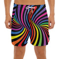 Rainbow Torus Psychedelic Print Men's Split Running Shorts