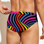Rainbow Torus Psychedelic Print Men's Swim Briefs