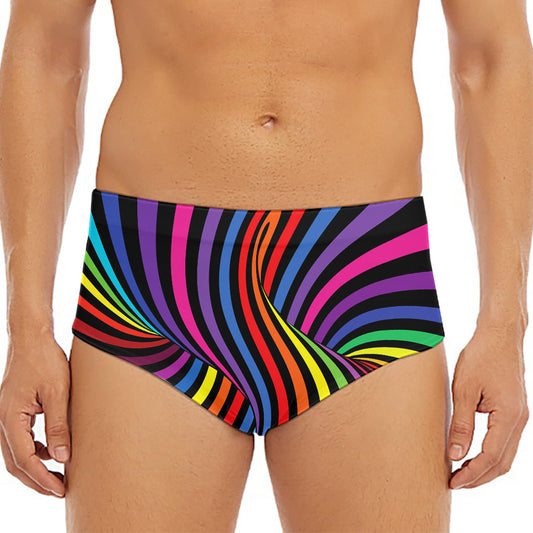 Rainbow Torus Psychedelic Print Men's Triangle Swim Briefs