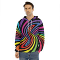 Rainbow Torus Psychedelic Print Men's Velvet Pullover Hoodie