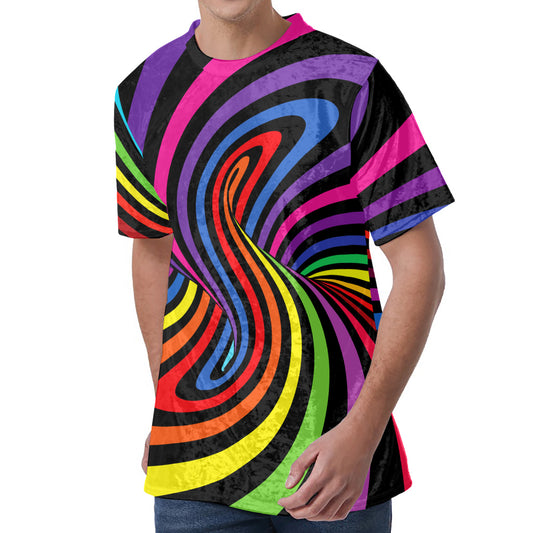 Rainbow Torus Psychedelic Print Men's Velvet T-Shirt