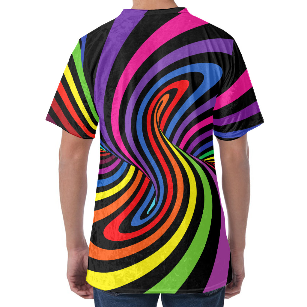 Rainbow Torus Psychedelic Print Men's Velvet T-Shirt