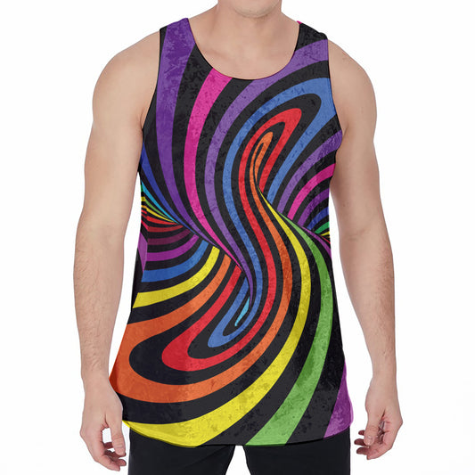 Rainbow Torus Psychedelic Print Men's Velvet Tank Top