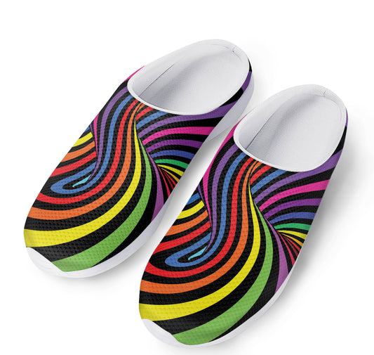 Rainbow Torus Psychedelic Print Mesh Casual Shoes