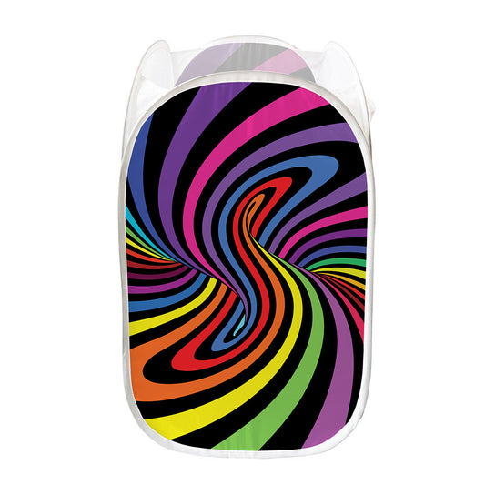 Rainbow Torus Psychedelic Print Mesh Laundry Hamper