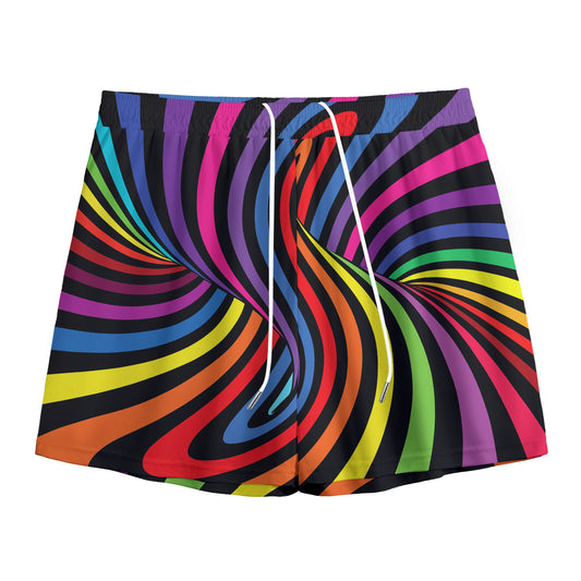 Rainbow Torus Psychedelic Print Mesh Shorts