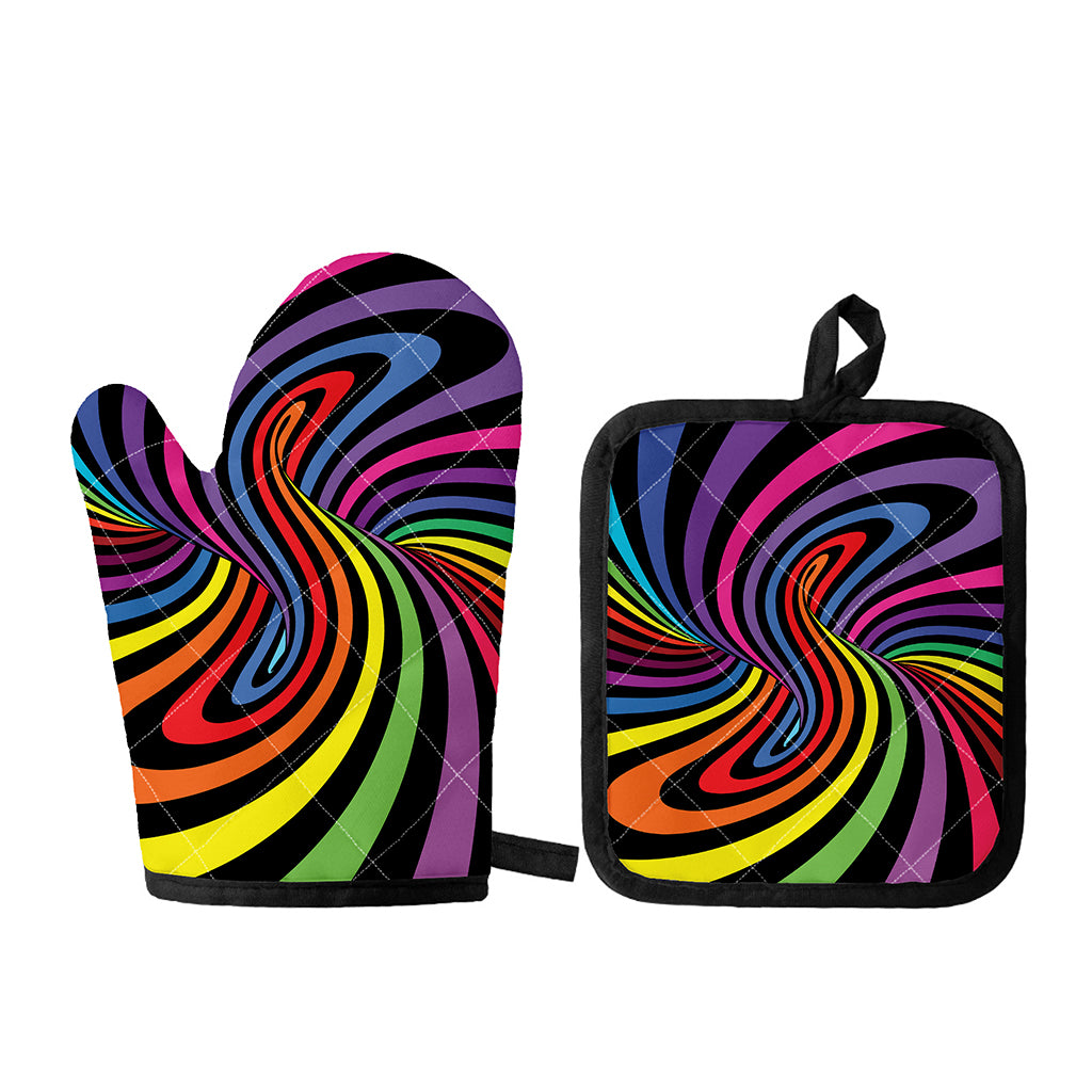 Rainbow Torus Psychedelic Print Oven Mitt And Pot Holder Set