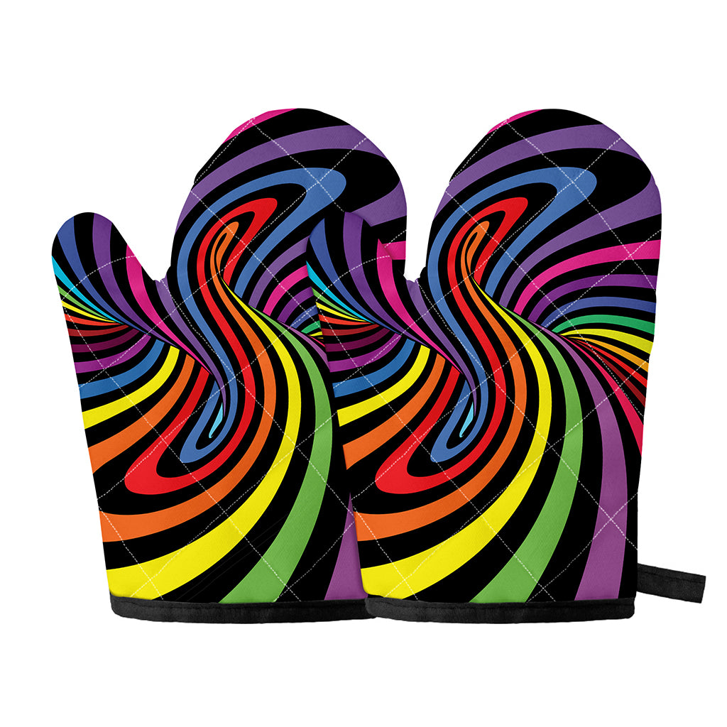 Rainbow Torus Psychedelic Print Oven Mitts