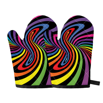Rainbow Torus Psychedelic Print Oven Mitts