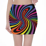 Rainbow Torus Psychedelic Print Pencil Mini Skirt