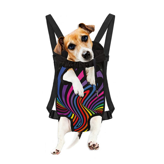 Rainbow Torus Psychedelic Print Pet Carrier Backpack