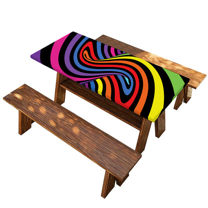 Rainbow Torus Psychedelic Print Picnic Table Cover