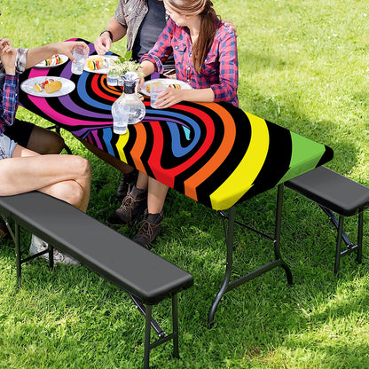 Rainbow Torus Psychedelic Print Picnic Table Cover