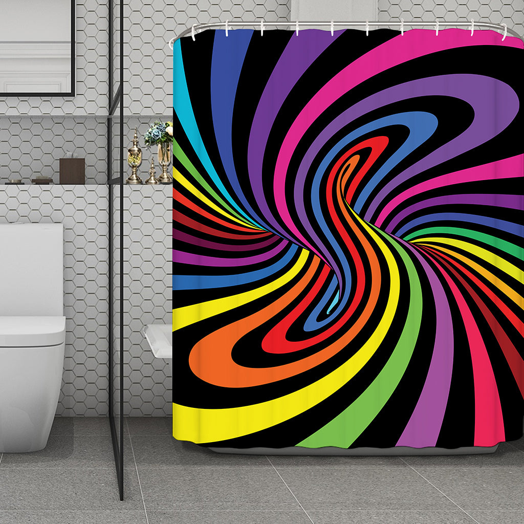 Rainbow Torus Psychedelic Print Polyester Shower Curtain