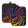 Rainbow Torus Psychedelic Print Pot Holders With Pocket