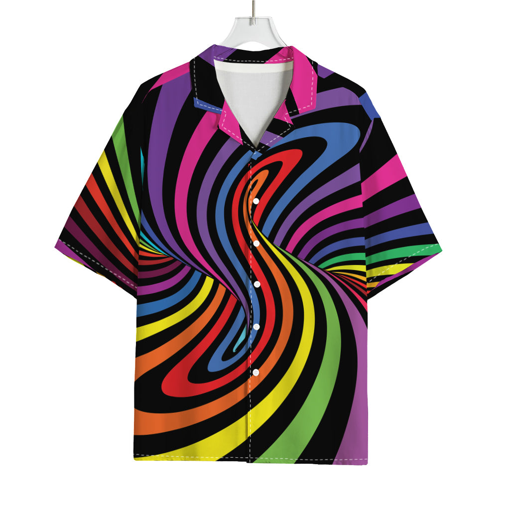 Rainbow Torus Psychedelic Print Rayon Hawaiian Shirt