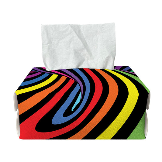 Rainbow Torus Psychedelic Print Rectangle Tissue Box Cover