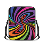 Rainbow Torus Psychedelic Print Rectangular Crossbody Bag