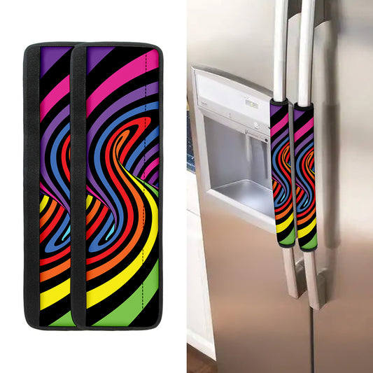 Rainbow Torus Psychedelic Print Refrigerator Handle Covers