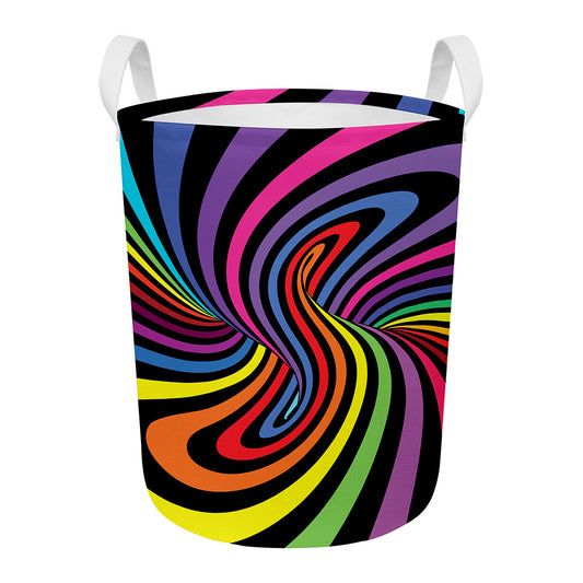 Rainbow Torus Psychedelic Print Round Laundry Basket
