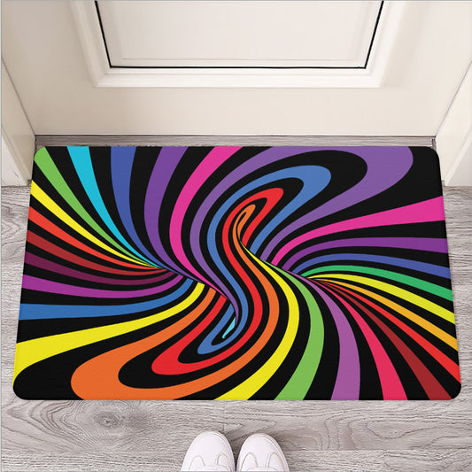 Rainbow Torus Psychedelic Print Rubber Doormat
