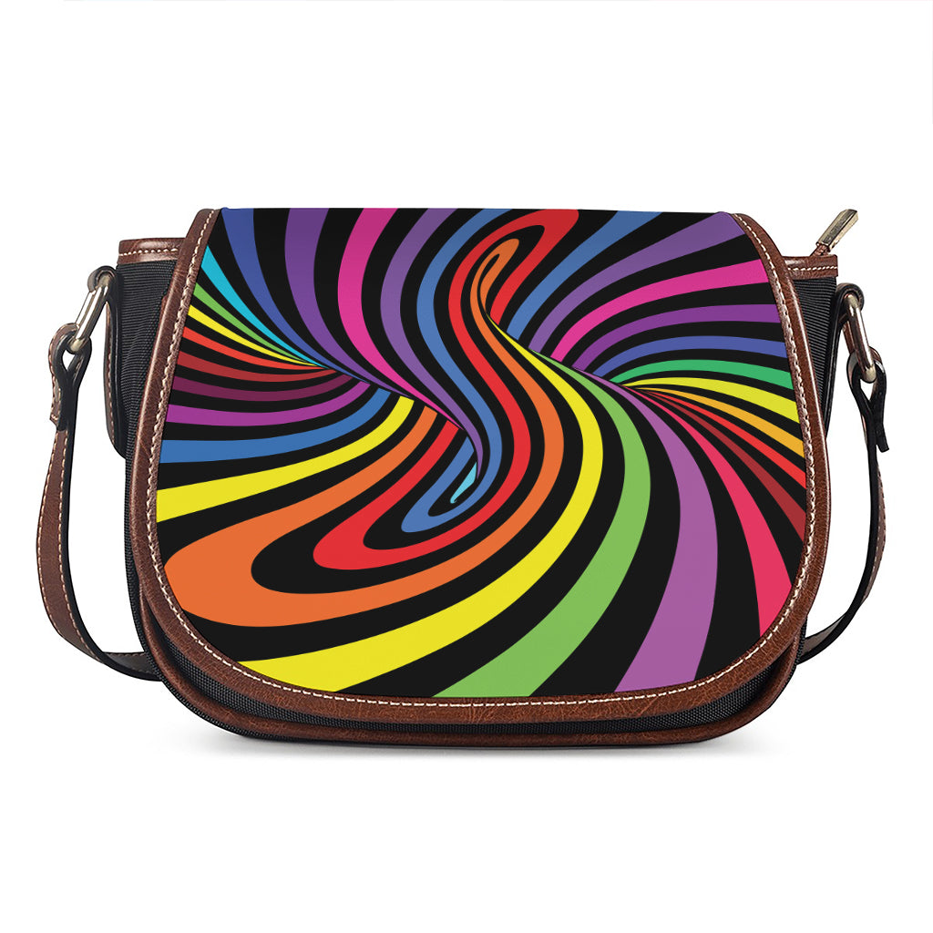 Rainbow Torus Psychedelic Print Saddle Bag