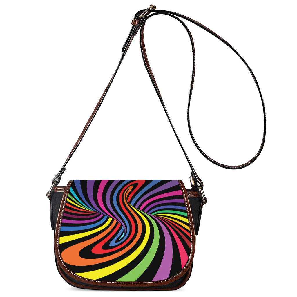 Rainbow Torus Psychedelic Print Saddle Bag