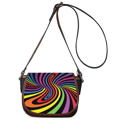 Rainbow Torus Psychedelic Print Saddle Bag