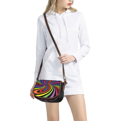 Rainbow Torus Psychedelic Print Saddle Bag